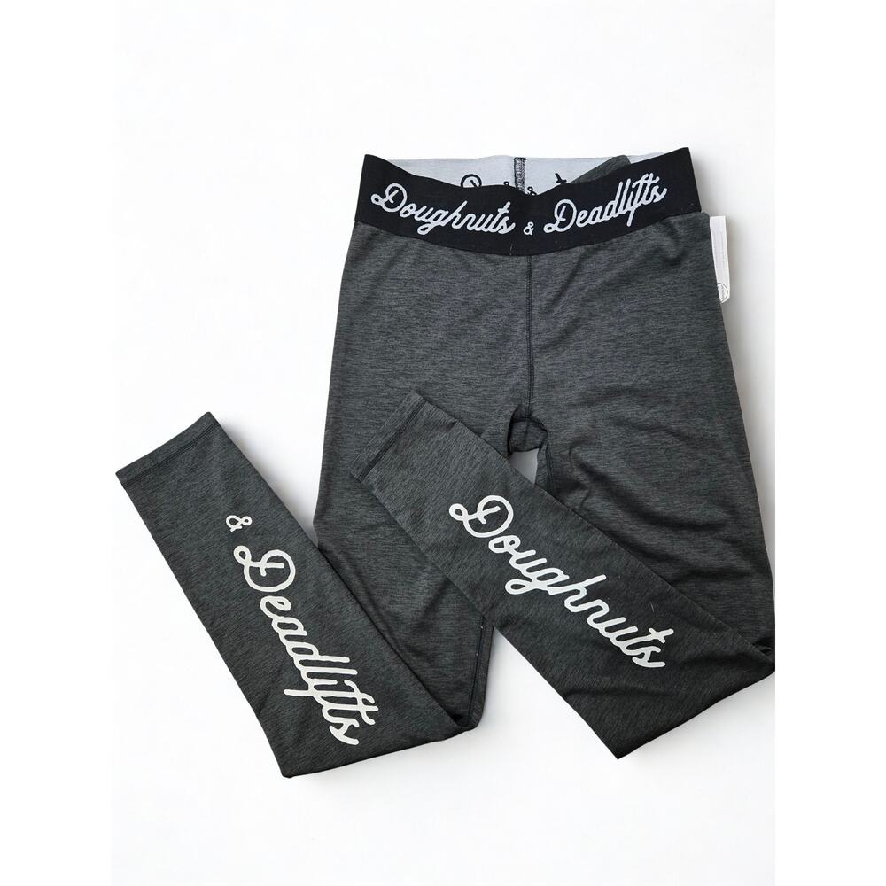 Doughnuts & Deadlifts Medium‎ Gray Athletic Leggings